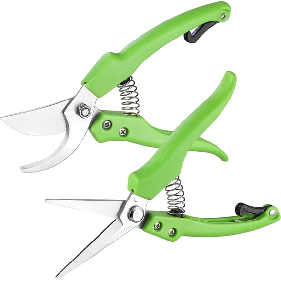 Garden Clippers, 2 Pcs Flower Scissors Include 8" Bypass Pruner and 8.5'' Straight Blade Shear, Professional Pruning She Kit for Cutting Flowers, Trimming Plants, Fruits Picking