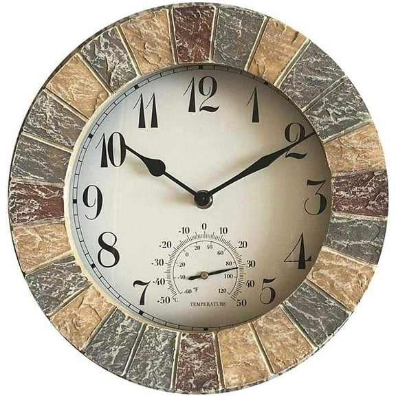 Garden Clocks Outdoor Waterproof, Moisture and Dustproof Clocks for The Garden Wall Mounted with Temperature and Humidity Outside Clock