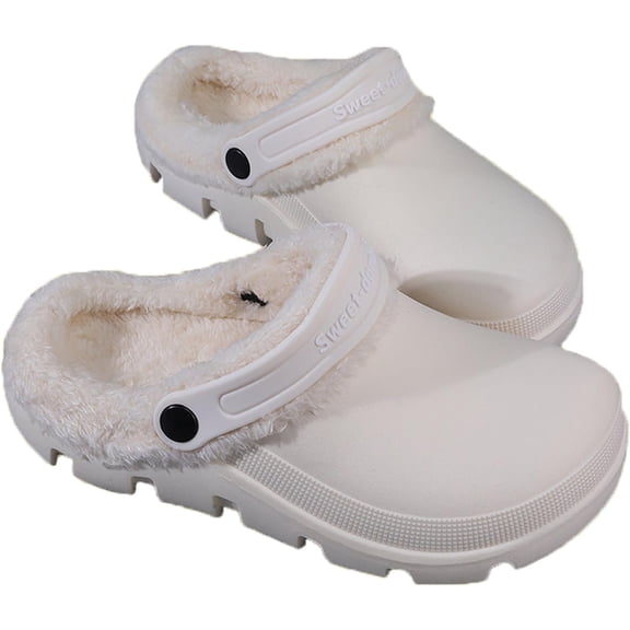Garden Clogs Fuzzy for House : Women Men Warm Fur Lined Slippers for Winter Unisex Non-Slip Mules for Indoor Outdoor