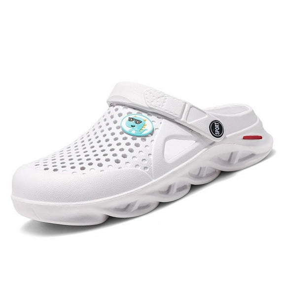 Garden Clogs for Men Rubber Clog Gardenning Shoes Summer Water Sandals Waterproof Comfort Slip on Quick Dry Pool Beach Yard Kitchen Antiskid Mules Shower Slides White 40