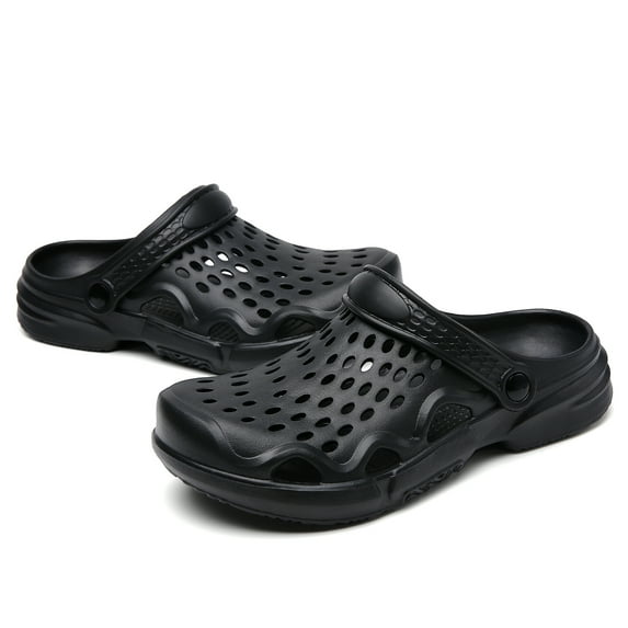 Garden Clogs for Men Rubber Clog Sandals EVA Gardenning Shoes Summer Water Sandal Waterproof Comfort Slip on Quick Dry Pool Beach Yard Kitchen Antiskid Mules Shower Slides Black 45