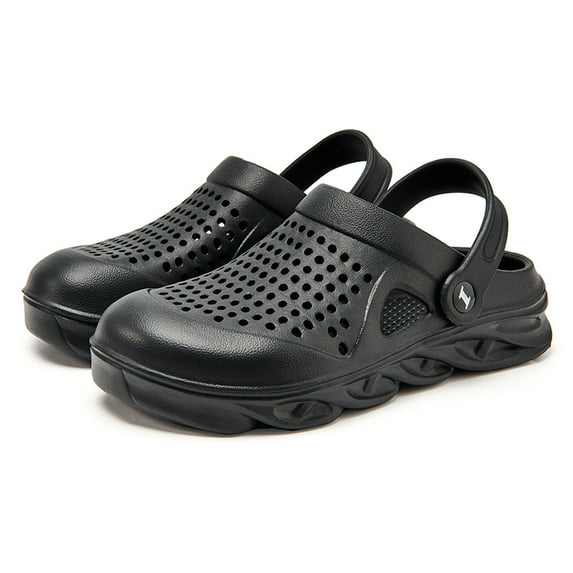 Garden Clogs Mens Water Clogs Summer Breathable Sports Sandals Slip On Beach Sandals Outdoor Indoor Garden Shoes Black 43