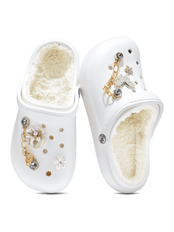 Fur Lined Clogs for Women, Cozy Slip-on Winter Fuzzy Slippers, Lightweight Warm Indoor & Outdoor Shoes