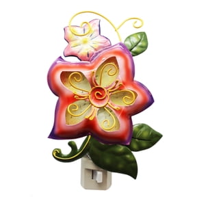Garden Collection Metal/Wire Floral Nightlight: Pink/Violet Fade - By Ganz