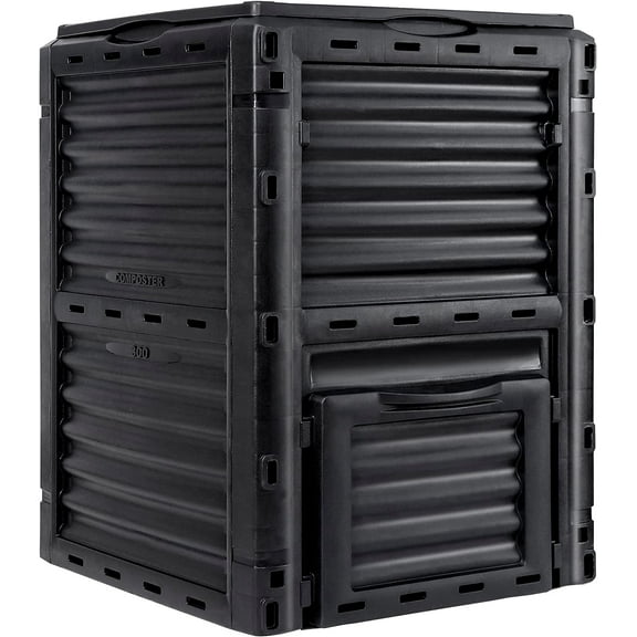 Garden Compost Bin 80 Gallon (300 L) from BPA Free Material, Large Composting Bin Outdoor Composter, Easy Assembling, Fast Creation of Fertile Soil, Lightweight, Black