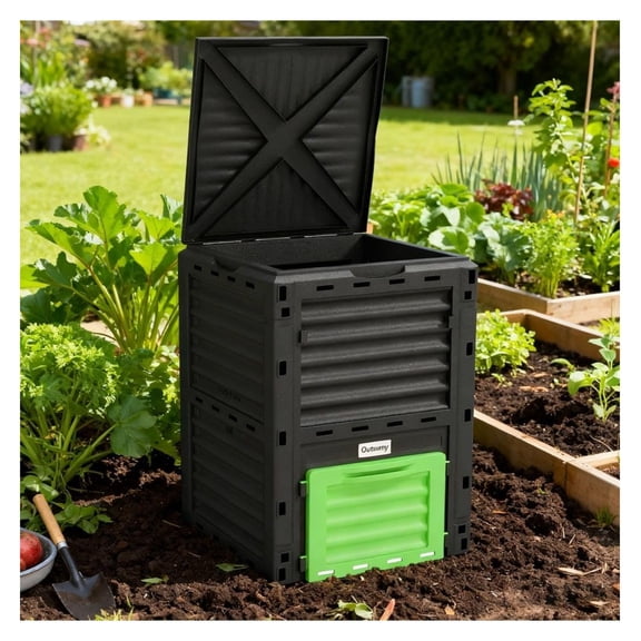 Garden Compost Bin 80 Gallon - Outdoor Composter for Fast Soil, Large Capacity Aerating Box