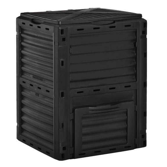 Garden Compost Bin 80 Gallon Outdoor Large Capacity Composter Fast Fertile Soil Aerating Box, Easy Assembly, Black