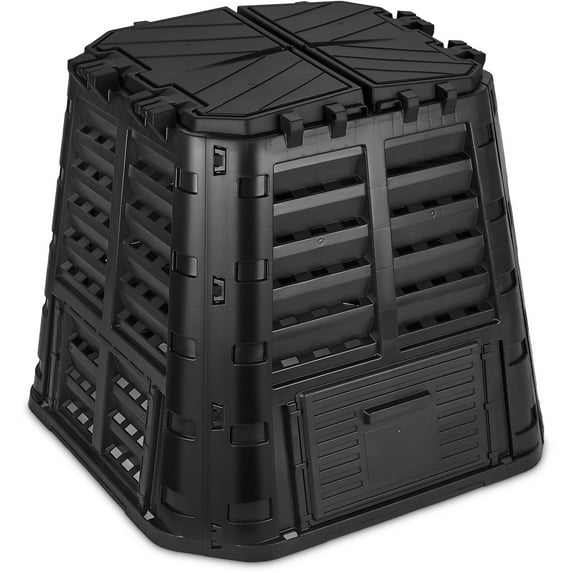 Garden Composter Bin Made from Recycled Plastic, 110 Gallon (420 Liter) Large Compost Bin - Create Fertile Soil with Easy Assembly, Lightweight, Aerating Outdoor Compost Box