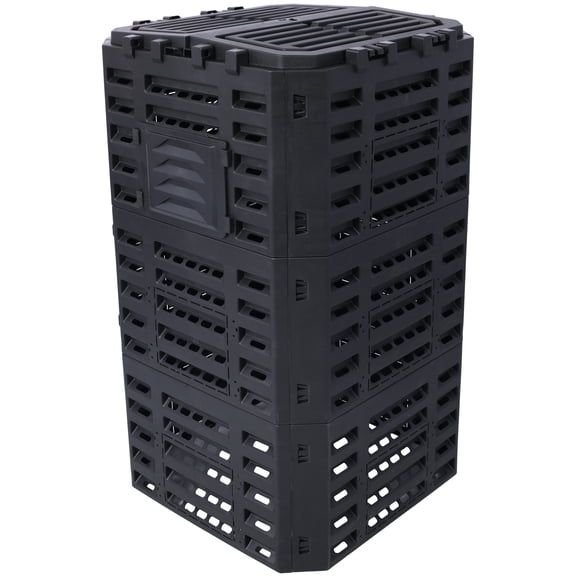 , Garden Composter Bin Made from Recycled Plastic - 132 Gallons (500Liter) Large Compost Bin - Create Fertile Soil with Easy Assembly, Lightweight, Aerating Outdoor Compost Box, Black ,Plastic ,