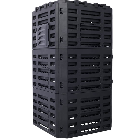 Garden Composter Bin Made from Recycled Plastic – 132 Gallons (500Liter) Large Compost Bin - Create Fertile Soil with Easy Assembly, Lightweight, Aerating Outdoor Compost Box,