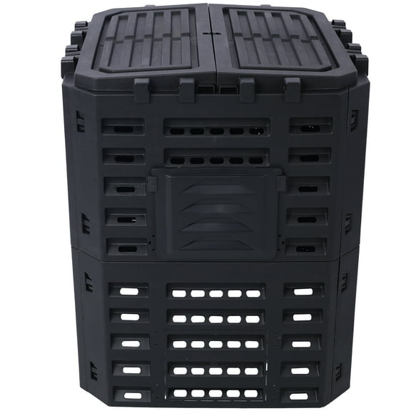 D.F. Omer's 16 Gal Black Plastic Multi-Stage Composting Bins with Easy Assembly, Lightweight, Aerating