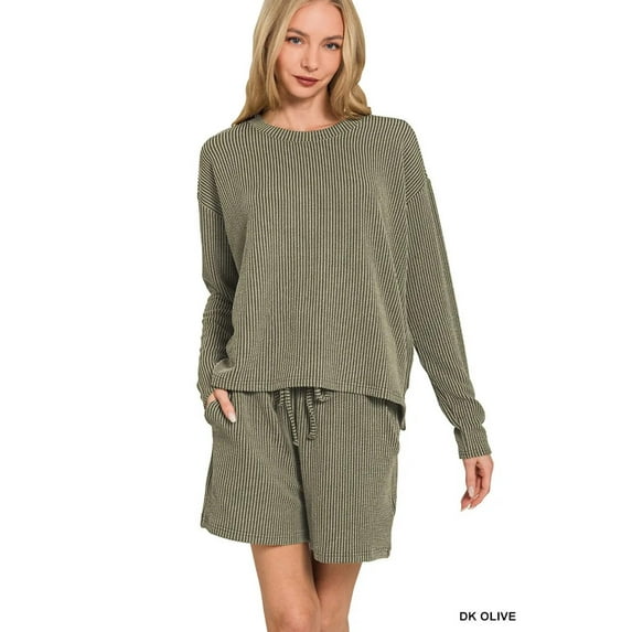 Garden Corded Rib Long Sleeve Tee and Shorts Set
