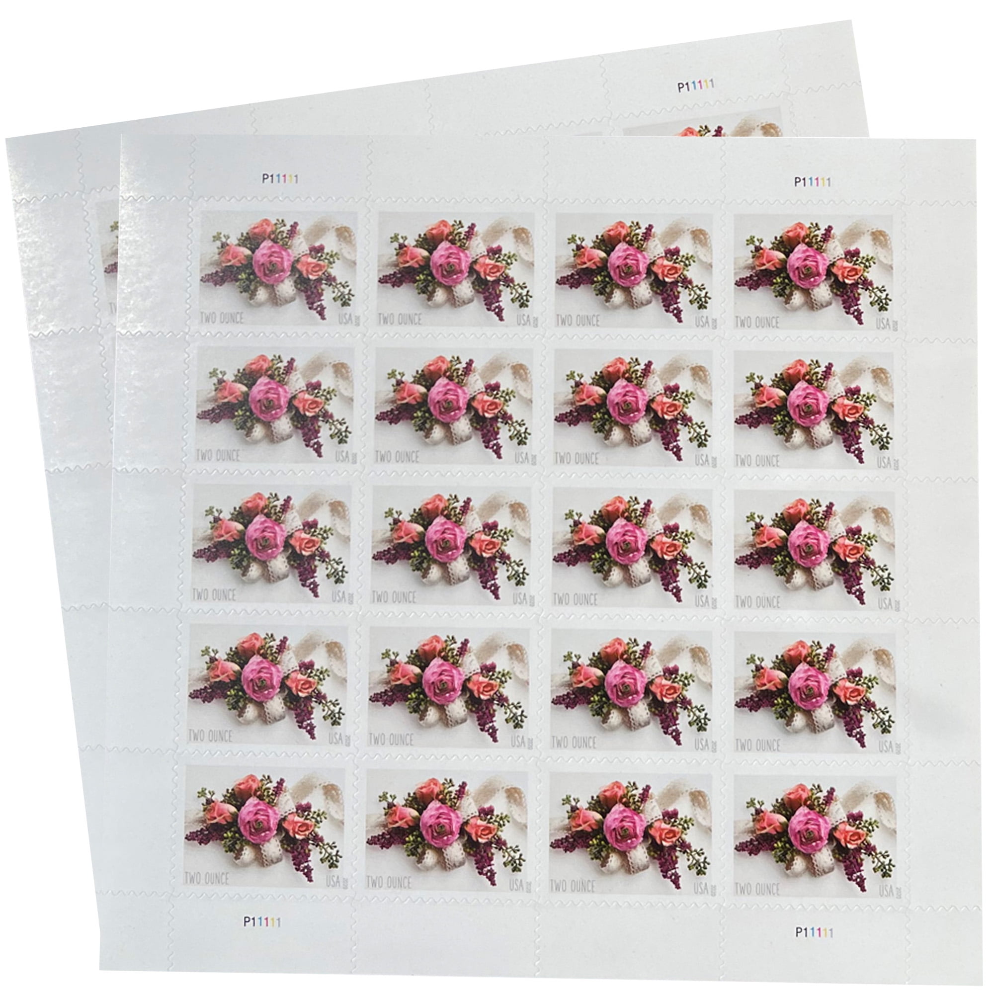 Contemporary Boutonniere Sheet of 20 USPS First Class Forever Postage Stamps Wedding Celebration, White