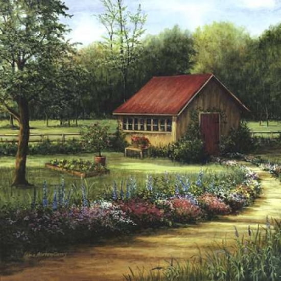 Garden Cottage Canvas Art - Lene Alston Casey (24 x 24)