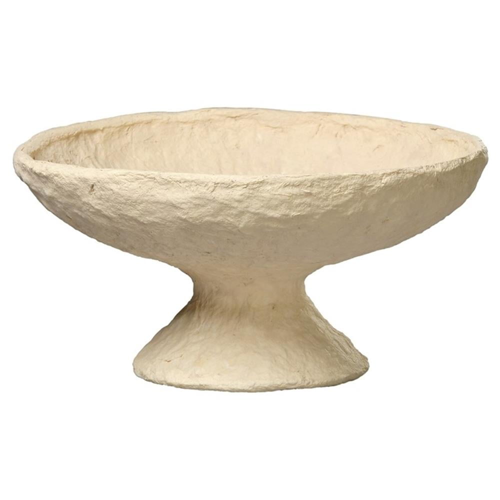 Cream Cotton Mache Pedestal Bowl