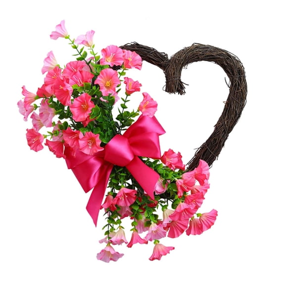 Front Door Flower Wreath, Fragrant Flowers and Leaves Outdoor Garland for Porch Decoration, Handmade Spring and Summer Floral Arrange for Home, Weddings, and Events