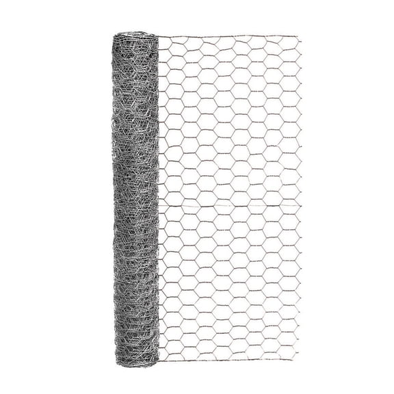 Garden Craft 24in H x 10ft L Galvanized Steel Chicken Wire with 1in Openings, Gray Poultry Netting