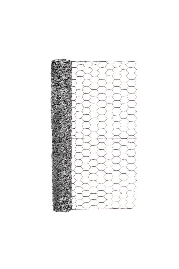 24in H x 10ft L Galvanized Steel Chicken Wire with 1in Openings, Gray Poultry Netting