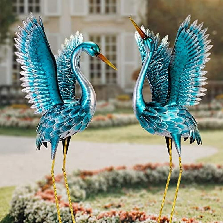 Garden Crane Statues For Outdoor Blue