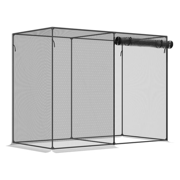 Garden Crop Cages 6x3ft - Plant Protectors from Animals, Steel Frame, Walk-in Door, Stakes & Bag