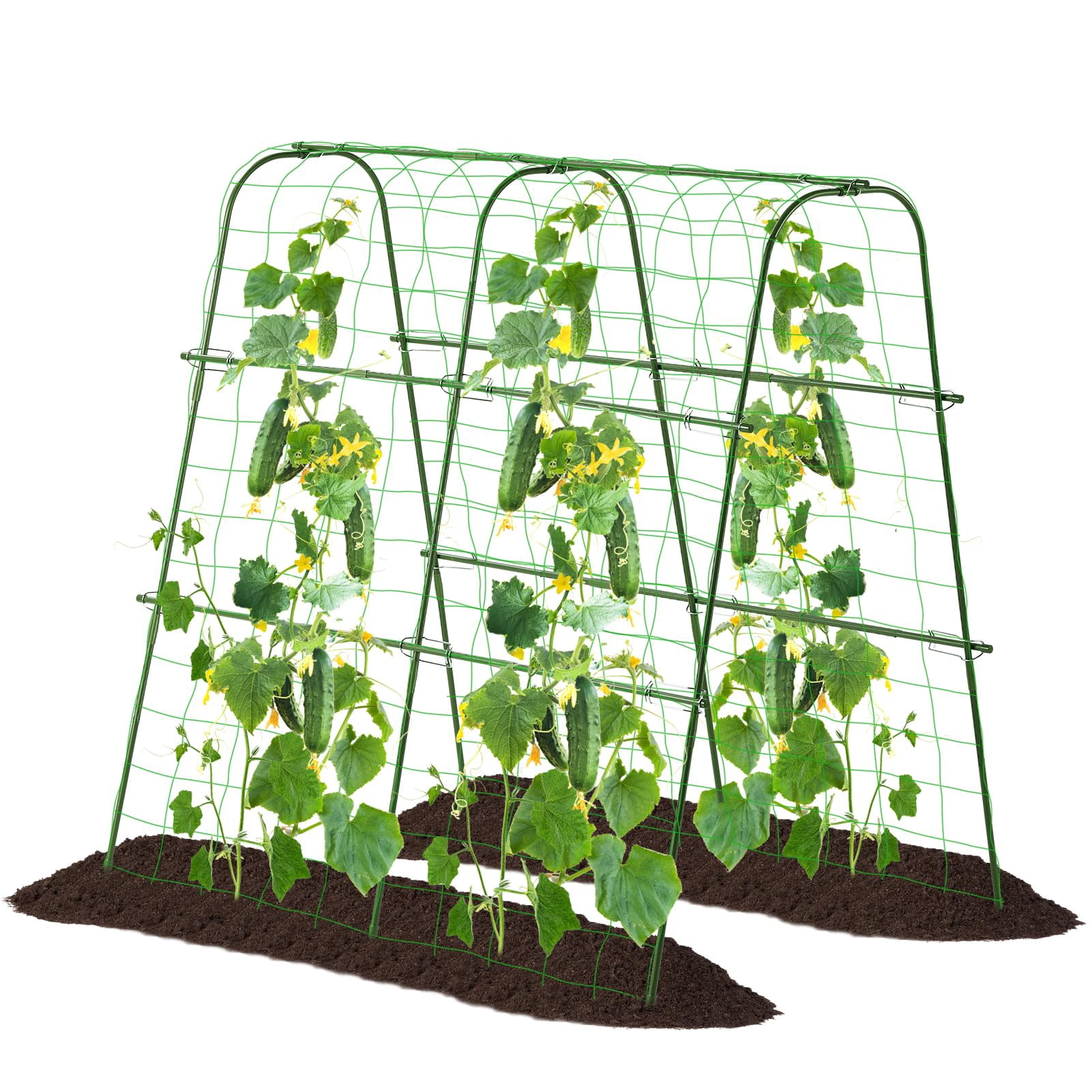 Garden Cucumber Trellis for Climbing Plants Outdoor 48x48 Inch U-Shape Arch Plant Support for Tomato Grape Vegetable Pea Bean with Durable Green Frame