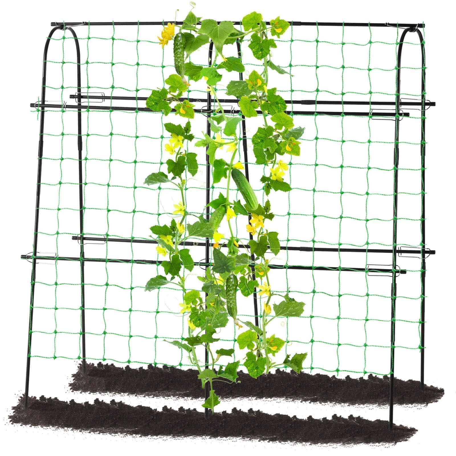 Garden Cucumber Trellis for Climbing Plants Outdoor 48x48 Inch U-Shape Arch Plant Support for Tomato Grape Vegetable Pea Bean with Durable Green Frame