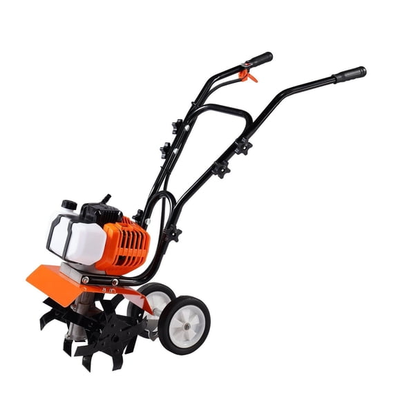 Garden Cultivator Tiller, 43CC 2-Stroke Gas Powered, 11.8" Adjustable Tines for Lawn, Field & Vegetable Garden Cultivation - Easy Start