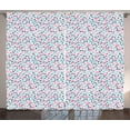 thumbnail image 1 of Garden Curtains 2 Panels Set, Repeating Hand Drawn Nature Growth Pattern with Foliage and Berries, Window Drapes for Living Room Bedroom, 108W X 84L Inches, Pink Pale Blue Bluegrey, by Ambesonne, 1 of 3