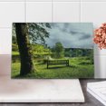 thumbnail image 1 of Garden Cutting Board, Bench Overlooking the Laket Stourhead Countryside Cloudy Day Landscape Print, Decorative Tempered Glass Cutting and Serving Board, Small Size, Green Grey, by Ambesonne, 1 of 1