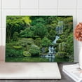 thumbnail image 1 of Garden Cutting Board, Pond in Style Garden Arboretum Trees Bush Foliage Rocks Waterscape Picture, Decorative Tempered Glass Cutting and Serving Board, Large Size, Green White, by Ambesonne, 1 of 1