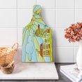 thumbnail image 1 of Garden Cutting Board, like Drawing of City Under Smiling Sun Cartoon Houses Garden Cloud, Decorative Tempered Glass Cutting and Serving Board, Wine Bottle Shape, Multicolor, by Ambesonne, 1 of 1