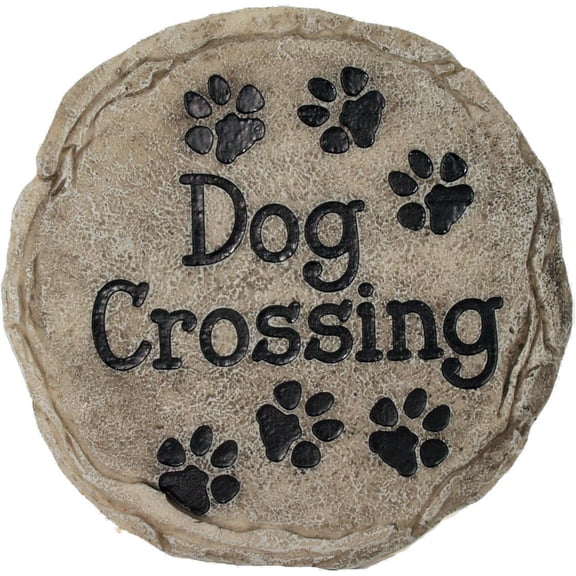 Garden Dcor - Dog Crossing Stepping Stone - Decorative Stone for Garden