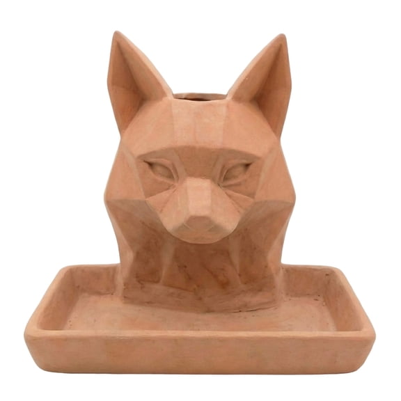 Garden Decor Animal Planter Fox Head Pot with Feeder Bowl Whimsical Outdoor Decor for Patio Yard and Garden Unique Decorative Planter and Bird Feeder