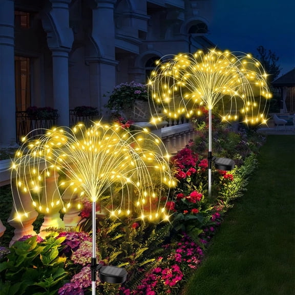 Garden Decor LED Solar Flower Fairy Lights Waterproof Outdoor Solar Power Firework Lamp for Yard Pathway Patio Lawn