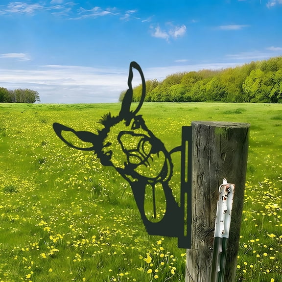 Garden Decor, Metal Farm Art Fence Decoration, Rustic Outdoor Yard Statue Weather-Resistant Wall-Mounted Gift