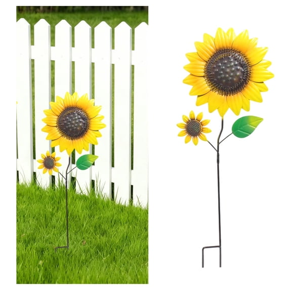 Garden Decor for Outside, Sunflower Decorative Garden Stakes for Spring Outdoor Yard Decor, Metal Yard Art for Outdoor Lawn Ornaments, Garden Pathways, and Patio Decoration