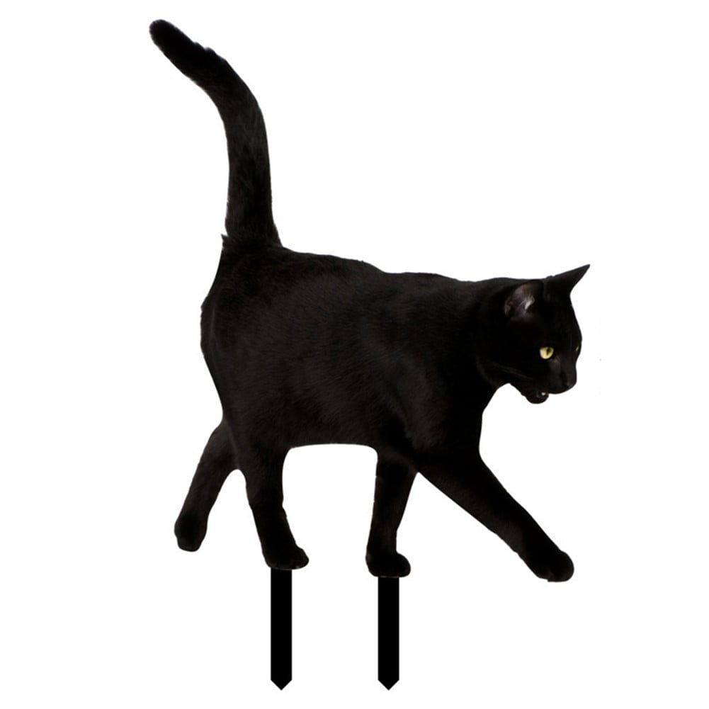 Garden Decor Sign Cat Scarer Bird Deterrent Black Acrylic Garden