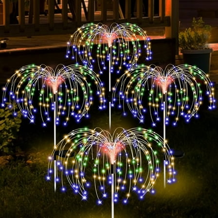 Garden Decor Solar Lights Outdoor,4Pack 120LED Waterproof Colorful Solar Garden Lights Outdoor Decoration,Yard, Patio, Porch,Flower Pot,Pathway,Christmas