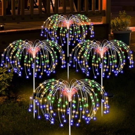 Garden Decor Solar Lights Outdoor,4Pack 120LED Waterproof Colorful Solar Garden Lights Outdoor Decoration,Yard, Patio, Porch,Flower Pot,Pathway,Christmas