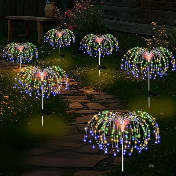 Garden Decor Solar Lights Outdoor,6Pack 120LED Waterproof Colorful Solar Garden Lights Outdoor Decoration,Yard, Patio, Porch,Flower Pot,Pathway,Christmas