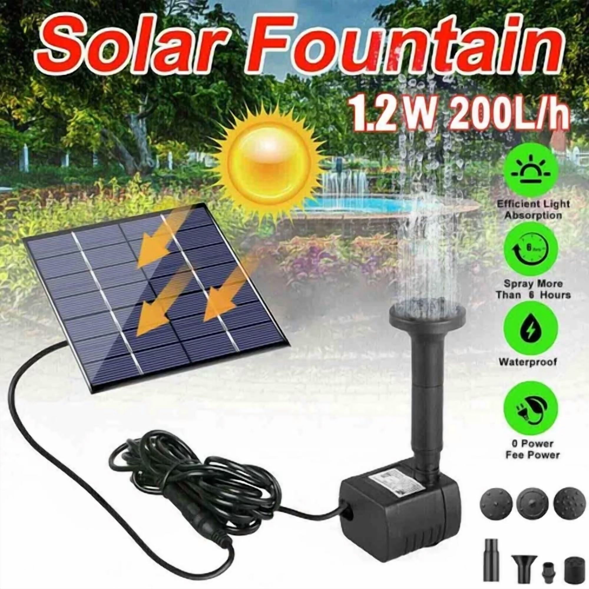Garden Decor Solar Power Fountain Submersible Floating Water Pump Bird Bath Pond