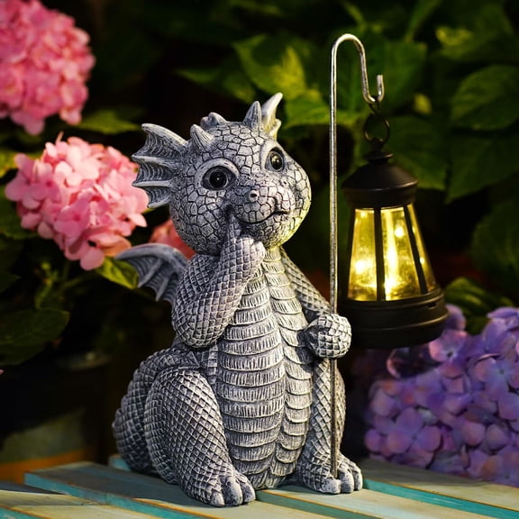 Garden Decor Solar Statues Front Patio Balcony Yard Art Lawn Ornaments Porch Outdoor Outside Decorations