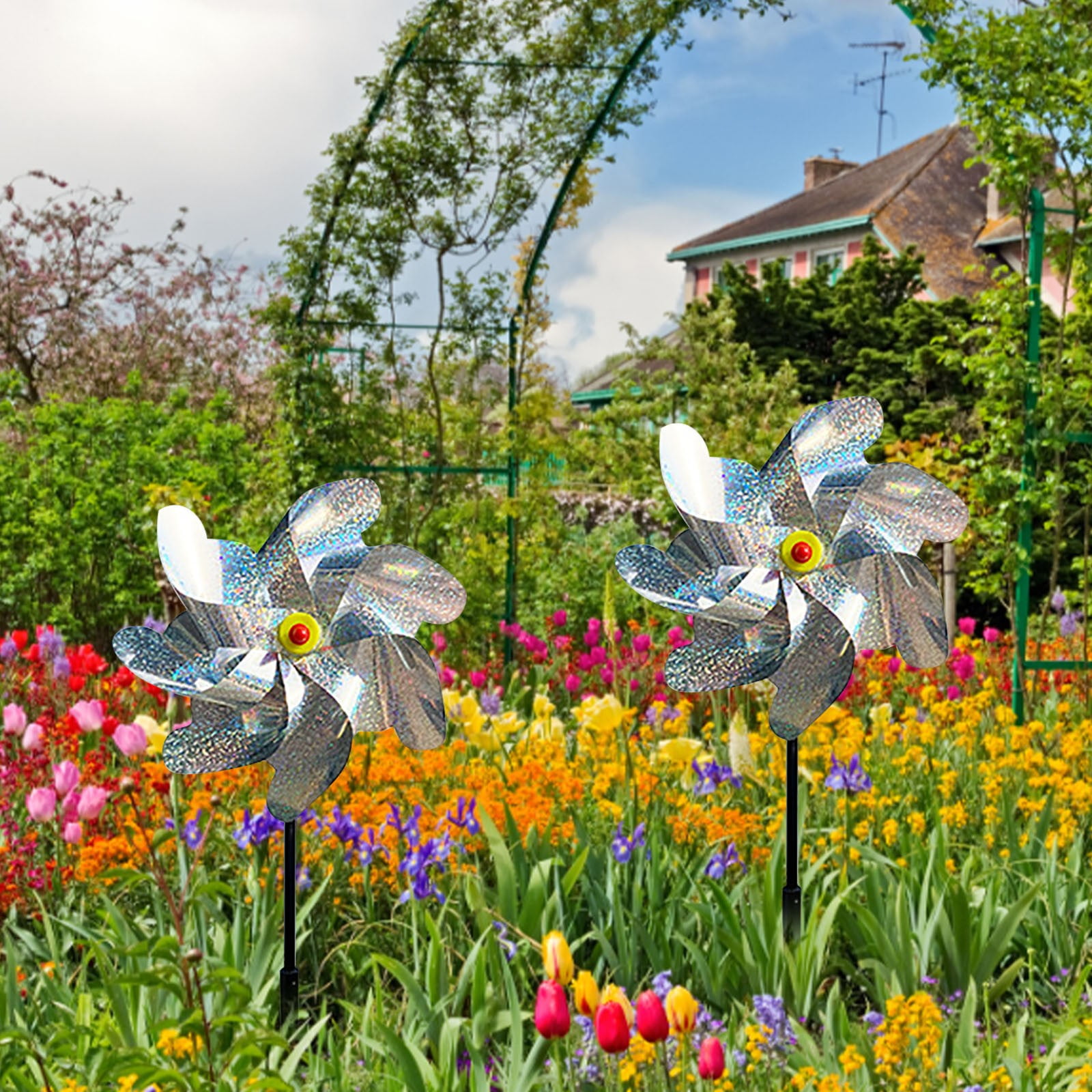 Wiueurtly Pinwheels & Wind Spinners,Reflective Pinwheels Extra Sparkly
