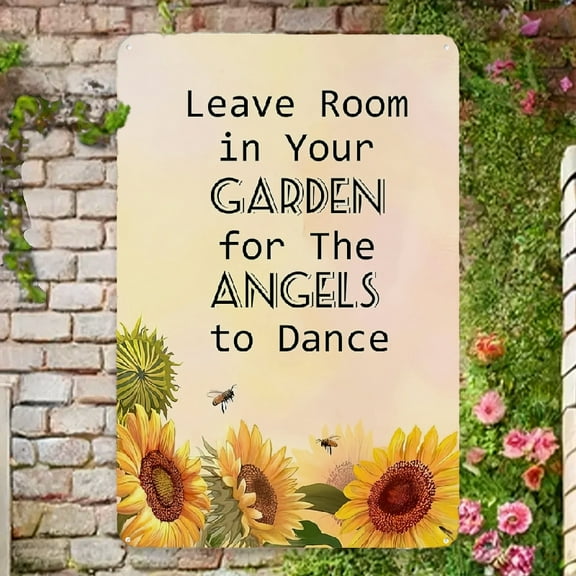 Garden Decor Vintage Metal Tin Sign Leave Room In Your Garden For The Angels To Dance Wall Art Metal Hanging Signs for Home Kitchen Bar Room Garage Man Cave Decor 8x12 Inch