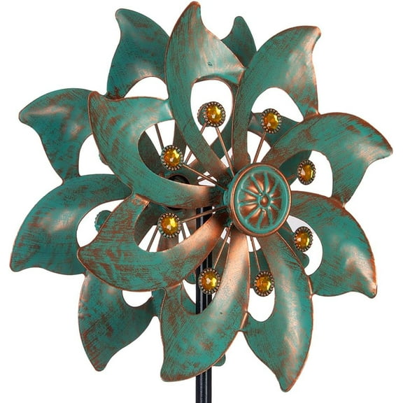 Garden Decor Wind Spinners, Small Waterproof Metal Pinwheels Wind Spinner for Yard and Garden 37 * 10inches (Double Blade)
