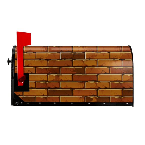 Garden Decoration Retro Brick Wall Pattern Background Mailbox Covers Magnetic Retro Mailbox Wraps Post Letter Box Cover.