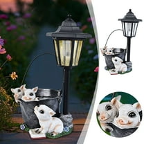 Garden Decorations, 12.4 Inch Outdoor Pigs Statues Solar Sculptures with Solar Lights and Flowerpot Funny Garden Decor Animal Figurines Resin Outdoor Statues for Patio Yard Lawn Balcony Gifts