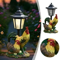 Garden Decorations, 12.4 Inch Outdoor Roosters Statues Solar Sculptures with Solar Lights and Flowerpot Funny Garden Decor Animal Figurines Resin Outdoor Statues for Patio Yard Lawn Balcony Gifts