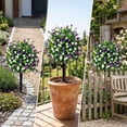 thumbnail image 1 of Garden Decorations Artificial Camellia Topiary Stakes Outdoor Faux Flower Ball Ground Plug for Yard Lawn Porch Patio Wedding Pathway Front Door Decor, 1 of 6