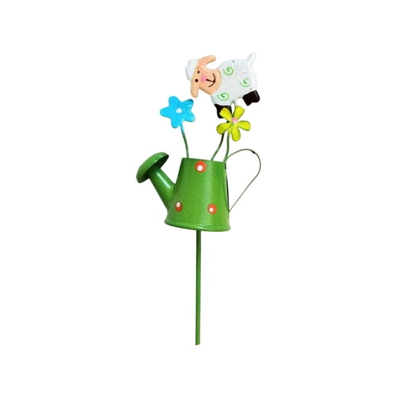 Garden Decorations, Metal Watering Can Stake, 1 Pack Decor Included, Suitable for Outdoor Artificial Turf Garden Yard Decor